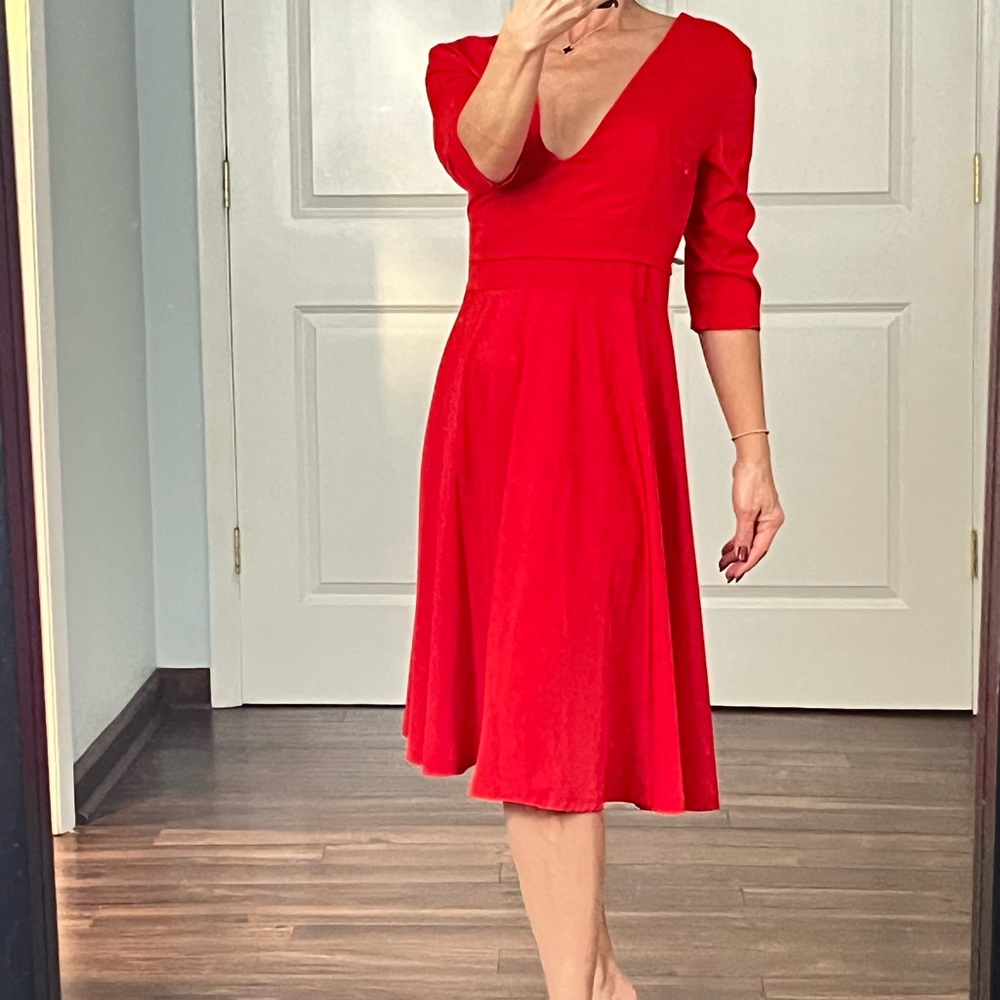Fashion MIA red plunging neckline fit and flare dress size S